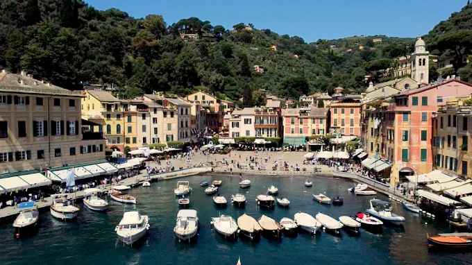 Portofino harbor seen from the water